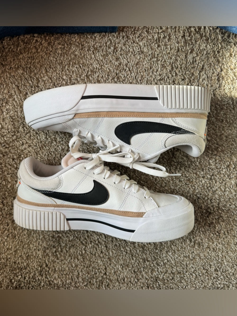 Nike Court Legacy Lift Athletic Sneakers White Black Lace-Up Low Top - Picture 7 of 9
